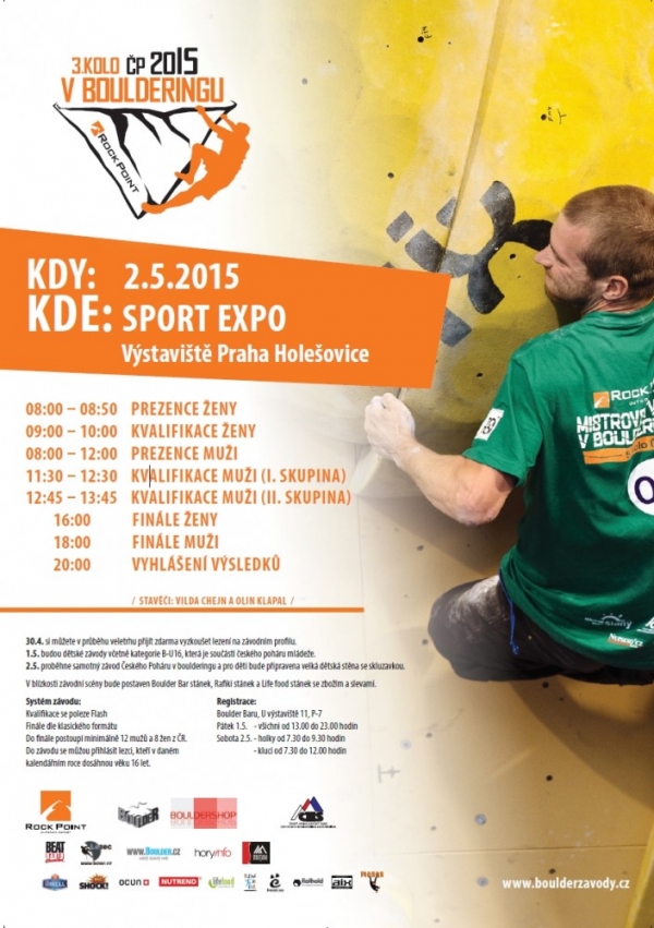 3. kolo Rock Point Českého poháru v boulderingu 2015